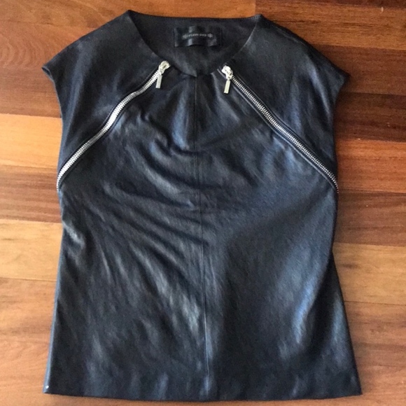 Plein Sud Tops - Plein Sud (McQueen era) leather zip top 42/6